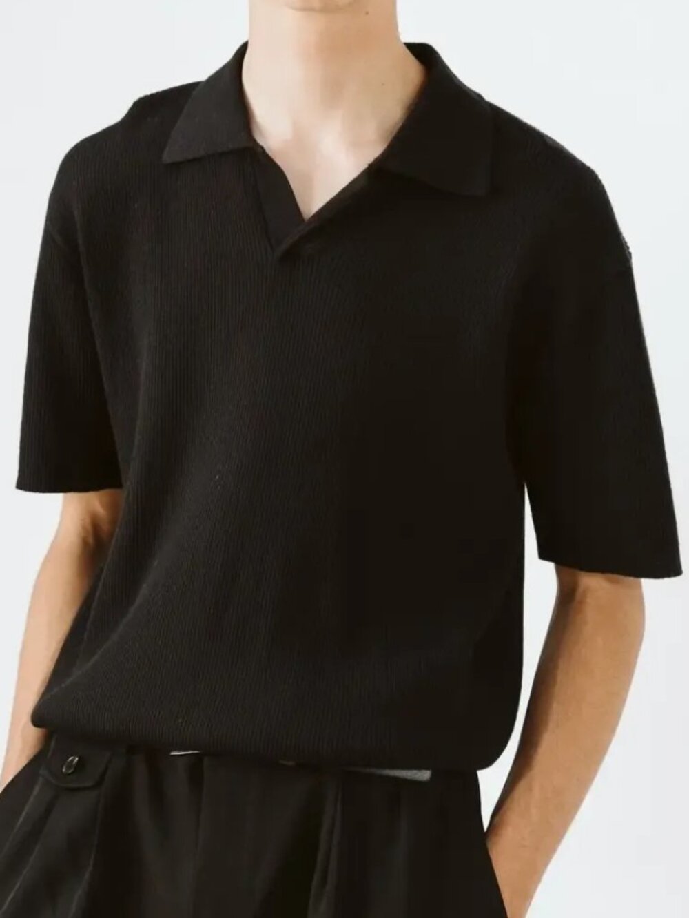 Common Market Black Relaxed Fit Short Sleeve Polo